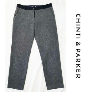 Chinti & Parker Womens Wool Cashmere Dress Pants Trousers M Gray Navy